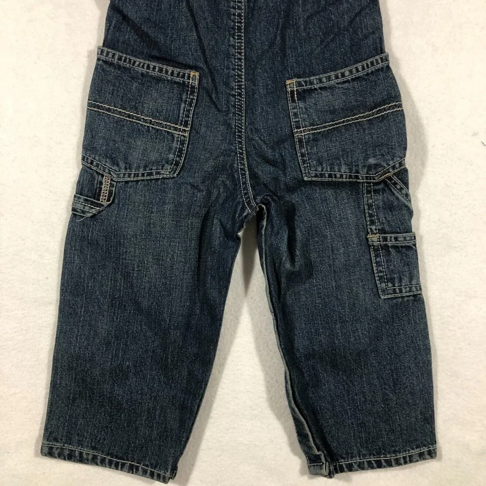 Oshkosh B'Gosh Kids 18 Months Toddler Bib Overalls Blue Dark Wash Snaps NEW NWT
